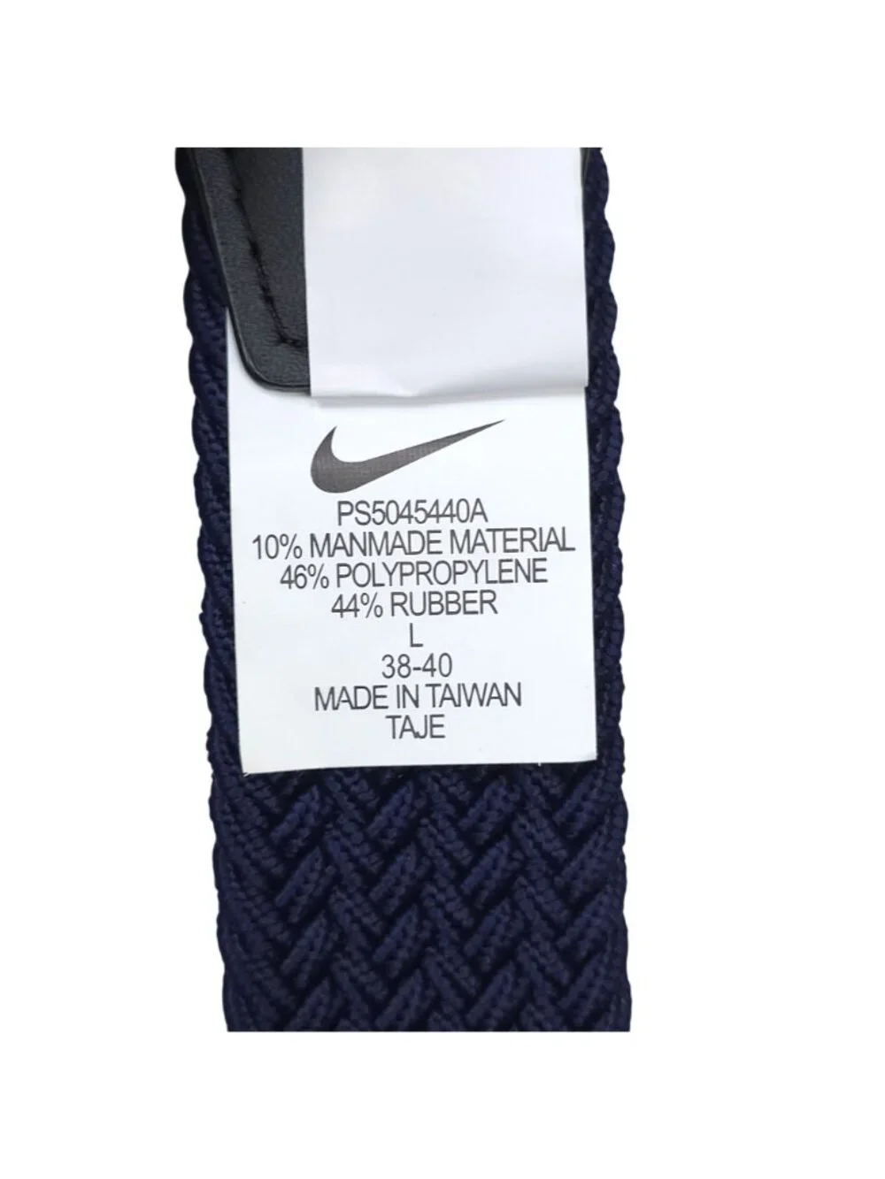Nike Mens Stretch Braided Golf Belt Large 38-40 Navy Blue With Gunmetal Buckle
